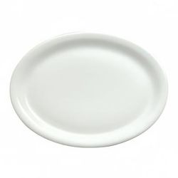 Oneida F8000000359 11 1/2" x 8 3/4" Oval Buffalo Platter - Porcelain, Bright White