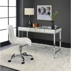 ACME Canine Writing Desk, Mirrored and Chrome Finish - Acme 92975