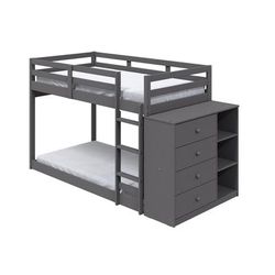 Gaston Twin/Twin Bunk Bed With Cabinet In Gray Finish - Acme Furniture BD01372