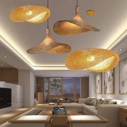 40 80 Lustre en bambou rotin osier plafond suspension Lustre lampe suspendue tressage à la main artisanat maison salon chambre décor