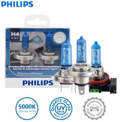 2x Philips H1 H4 H7 H8 H11 HB2 HB3 HB4 9003 9005 9006 12V Diamond Vision 5000K Super White ampoules halogènes Auto phares antibrouillard