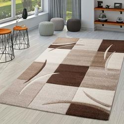 Modern Checkered Area Rug with Contour Cut