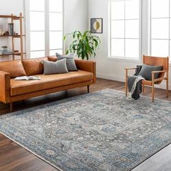 Alina 7'10" Round Traditional Natural Gray/Ink/Smoke/Multi Brown/Dark Gray/Slate/Black/Charcoal/Light Beige/Blue/Slate Blue/Peach/Beige Area Rug - Boutique Rugs