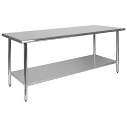 Flash Furniture NH-WT-3072-GG 72" 18 ga Work Table w/ Undershelf & 430 Series Stainless Steel Flat Top