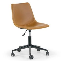 Adan Light Brown Faux Leather Adjustable Height Swivel Office Chair with Wheel Base - Glamour Home GHTSC-1501