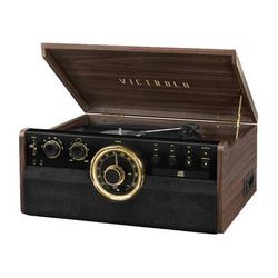 Victrola The Empire 6-in-1 Manual Three-Speed Turntable Audio System (Espresso) VTA-270B-ESP