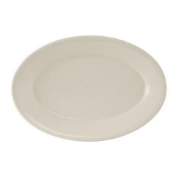 Tuxton TRE-034 9 3/8" x 6 1/2" Oval Reno Platter - Ceramic, American White/Eggshell, 2 Dozen