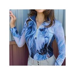 Arista Long Sleeve 1/4 Zip Sun Shirt - XS - Genest Templado Blue - Smartpak