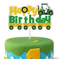 Tracteur gâteau Topper vert véhicule de ferme voitures joyeux anniversaire gâteau Topper enfants ferme tracteur thème fête tracteur gâteau décorations