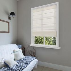 Wide Width Cordless Light Filtering Fabric Roman Shades by Whole Space Industries in Ivory (Size 31" W 64" L)