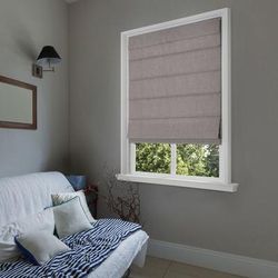 Wide Width Cordless Blackout Fabric Roman Shades by Whole Space Industries in Light Gray (Size 23" W 64" L)