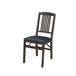 Simple Mission Wood Folding Chairs, Set Of 2 by Stakmore in Expresso Bonded Leather