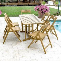 Surf 7pc Teak Folding Table and Chairs