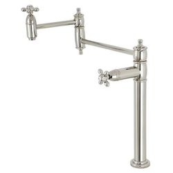 Kingston Brass KS3706AX Restoration Deck Mount Pot Filler, Polished Nickel - Kingston Brass KS3706AX