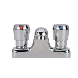 Zurn Industries Z86500-XL-3M Deck Mount Metering Faucet w/ 4" Cast Spout & Push Button Caps - 0.5 gpm Spray Outlet, Chrome
