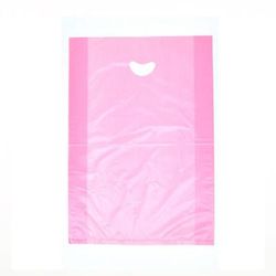 LK Packaging CH18RSE Merchandise Bag w/ Handle - 12" x 18", 0.7 mil HDPE, Rose, Pink, Case of 500