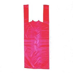LK Packaging CT1423R Plastronic T-Shirt Bag w/ Handle - 23"L x 9"W x 5" SG, 0.6 mil HDPE, Red