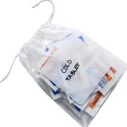 LK Packaging DS151014W Drawstring Storage Bag w/ White Block - 14 1/2" x 10", Polypropylene, Clear