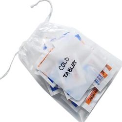 LK Packaging DS15912W Drawstring Storage Bag w/ White Block - 12" x 9", Polypropylene, Clear, Case of 1000