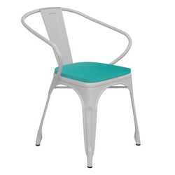 Flash Furniture CH-31270-WH-PL1M-GG Stacking Armchair w/ Vertical Slat Back & Wood Seat - Steel, White