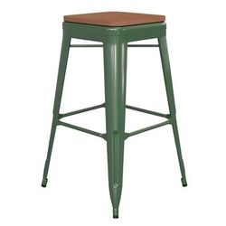 Flash Furniture CH-31320-30-GN-PL2T-GG Backless Commercial Bar Stool w/ Wood Seat - Steel, Green