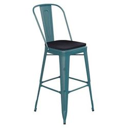 Flash Furniture ET-3534-30-KB-PL1B-GG Counter Height Commercial Bar Stool w/ Curved Back & 30" Wood Seat, High Kelly Blue