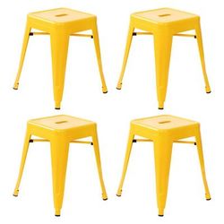 Flash Furniture ET-BT3503-18-YL-GG Stacking Backless Dining Stool - Iron, Yellow, Set of 4