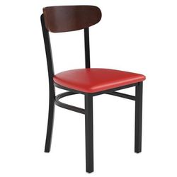 Flash Furniture XU-DG6V5RDV-WAL-GG Dining Chair w/ Solid Back & Red Vinyl Seat - Steel Frame, Black, Walnut