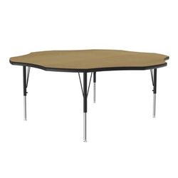 Correll A60-FLR-16-09-09 60" Flower Shape Table w/ 1 1/4" High Pressure Top, Fusion Maple, Brown