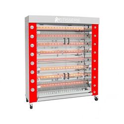 Rotisol USA FB1600-8G-SSP Gas 8 Spit Commercial Rotisserie w/ 56 Bird Capacity, Natural Gas, Black, Gas Type: NG, 208/230 V