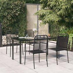 vidaXL Set da Pranzo da Giardino 5 pz Nero Corda di Cotone e Acciaio