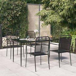 vidaXL Set da Pranzo da Giardino 5 pz Nero Corda di Cotone e Acciaio