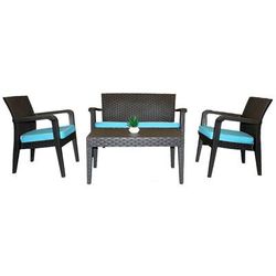 Alaska 4 Piece Seating Set with Cushions-Anthracite - Hospitality Rattan RBO-ALASKA-ANT-4PC-CUSH-TEA