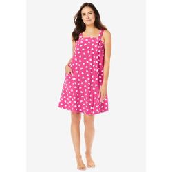 Plus Size Women's Dreams & Co.® Velour Towel Wrap by Dreams & Co. in Raspberry Sorbet Hearts (Size 4X)