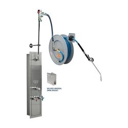 T&S B-7242-U10WS7BC 50 ft Recess-Mount Hose Reel Cabinet w/ Bottom Inlets & 50' Open Epoxy Coated Hose, Silver