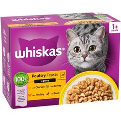 96x85g Poultry Selection in Gravy 1+ Whiskas Wet Cat Food