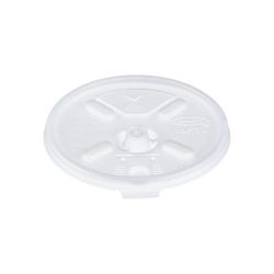 Dart 16FTLS Lift n' Lock Lid w/ Straw Slot for Foam Cups & Containers - Polystyrene, Translucent, Semi-transparent, Case of 1000