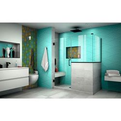 Dreamline DreamLine Unidoor Plus 58 inch W x 30 3/8 inch D x 72 inch H Frameless Hinged Shower Enclosure in Matte Black SHEN-2428303430-09