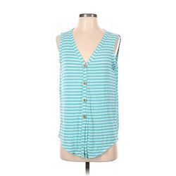 Bibi Sleeveless Top Blue V Neck Tops - Women's Size Small