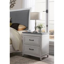 Del Mar 2 Drawer Nightstand with Personal Security Drawer in White with Grey Top - Martin Svensson 6802923