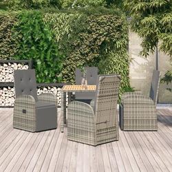 vidaXL Set da Pranzo da Giardino 5 pz con Cuscini in Polyrattan Grigio