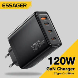 Essager – chargeur GaN USB type-c 120W pour ordinateur portable tablette et téléphone Charge