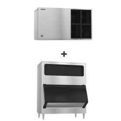 Hoshizaki KM-1601SAJ/B-1300SS 1513 lb KM Series Crescent Cube Commercial Ice Machine w/ Bin - 1304 lb Storage, Air Cooled, 208-230v, Stainless Steel