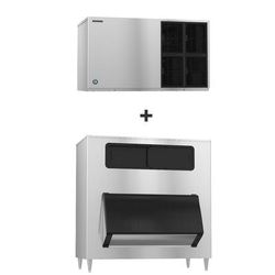 Hoshizaki KM-1601SWJ3/B-1650SS 1671 lb KM Series Crescent Cube Commercial Ice Machine w/ Bin - 1605 lb Storage, Water Cooled, 208-230v, 1671 lb Daily Production, Cube Style, Stainless Steel