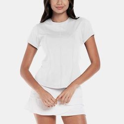 Lucky in Love Center Court Short Sleeve Women's Tennis Apparel White