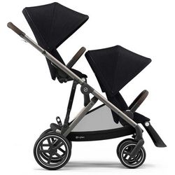 Cybex Gazelle S Double Stroller Bundle - Soho Grey / Moon Black (Taupe Frame)