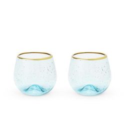 Aqua Bubble Stemless Wine Glass Set by Twine in Blue
