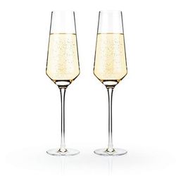 Angled Crystal Champagne Flutes by Viski in Clear