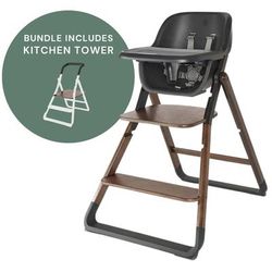 Ergobaby Evolve High Chair + Kitchen Tower Bundle - Dark Wood