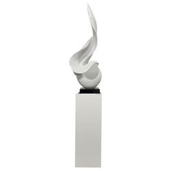 "Flame Floor Sculpture With White Stand, 44" Tall, White/White - FLAME-W/W"